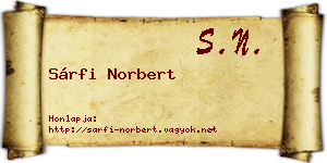 Sárfi Norbert névjegykártya